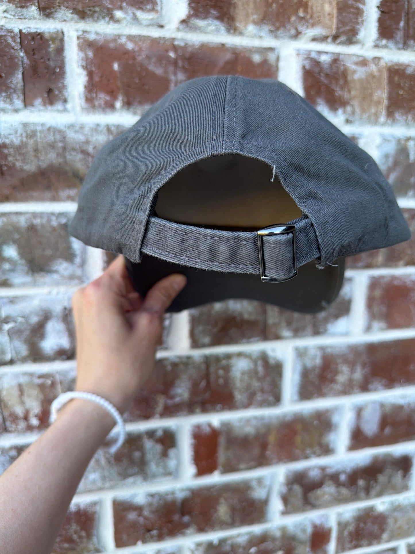 Gray Embroidered Distressed Hat