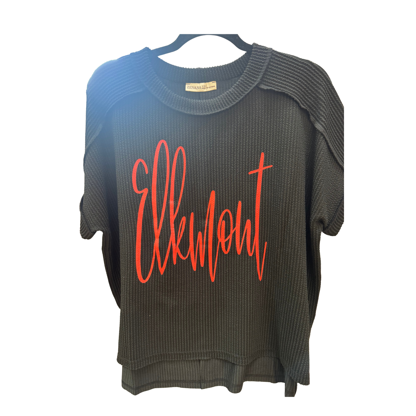 Elkmont Raised Rib Cuff Sleeve Raw Edge Top
