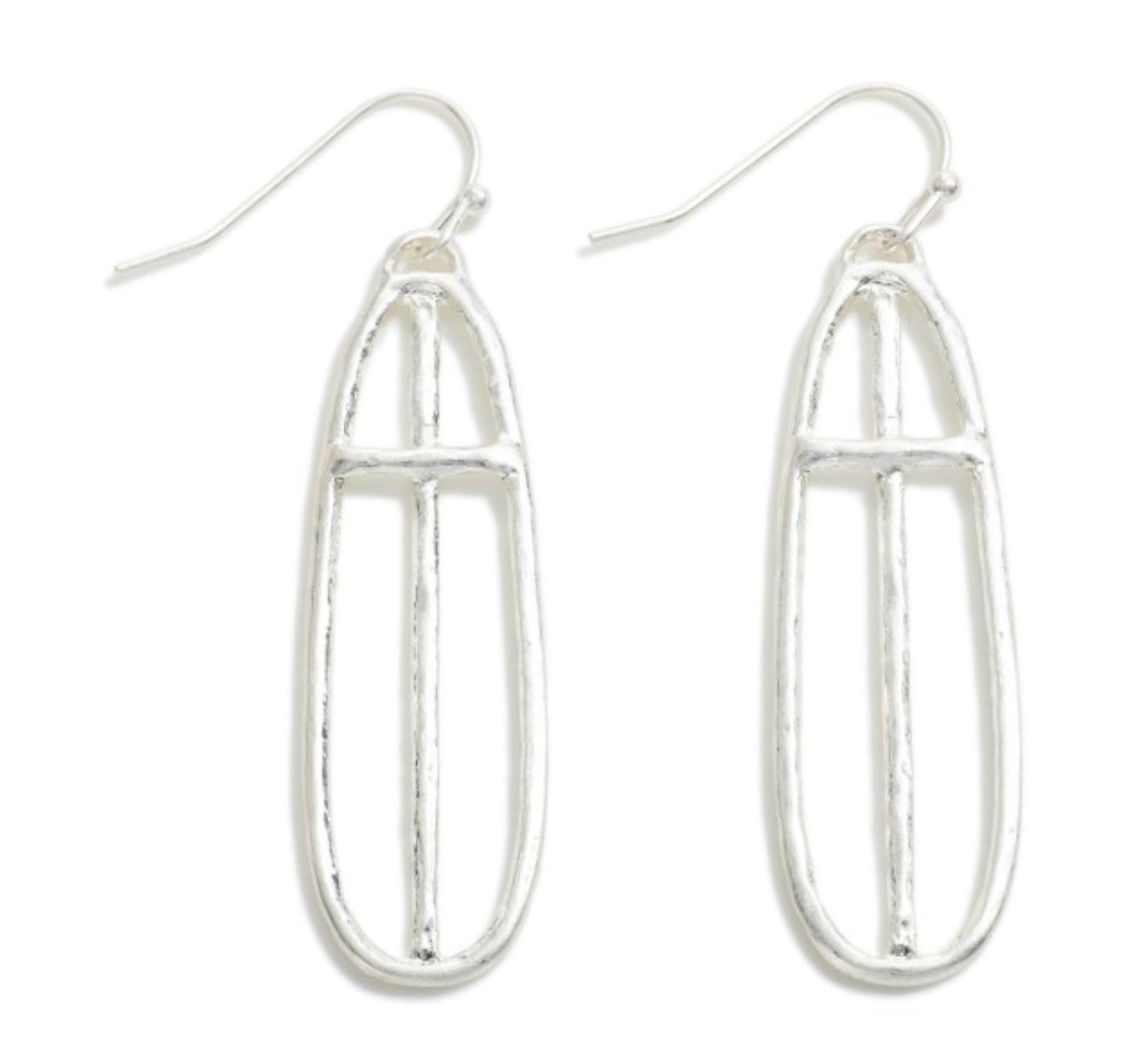 Oblong Cross Drop Earrings