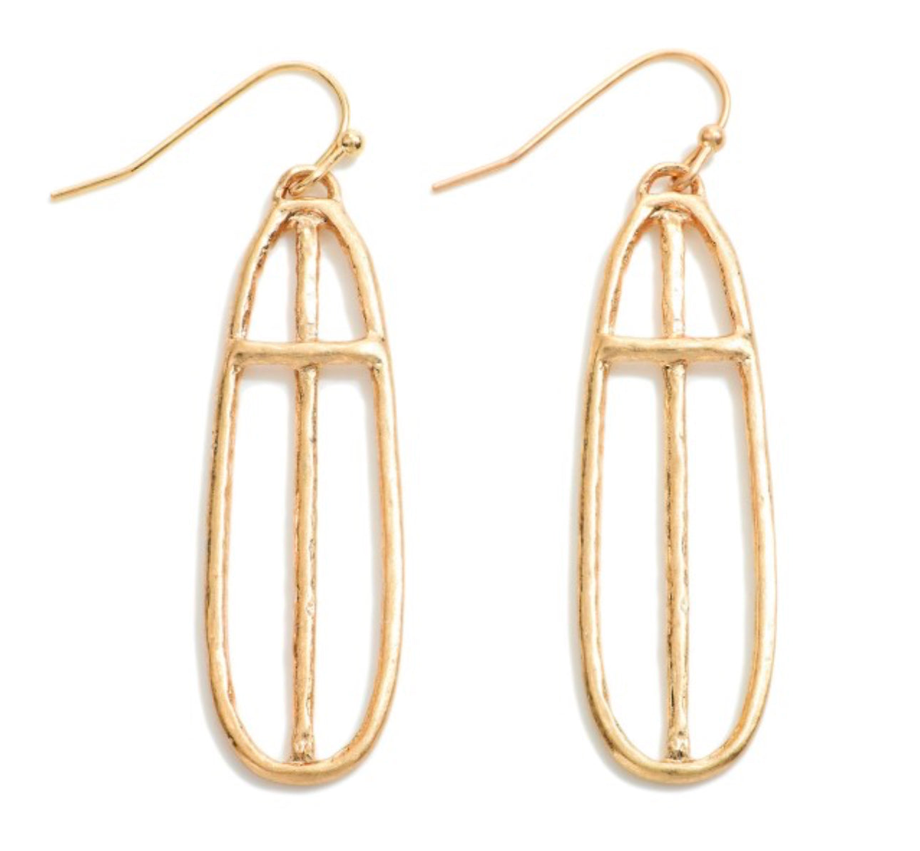 Oblong Cross Drop Earrings