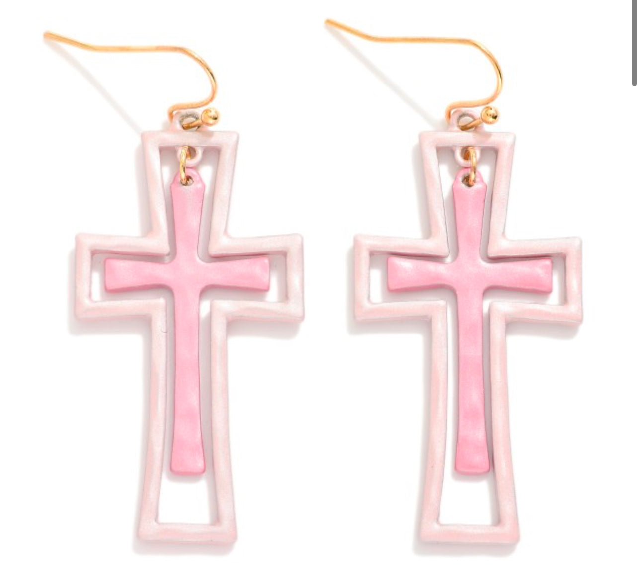 Nesting Painted Metal Cross Drop Earrings