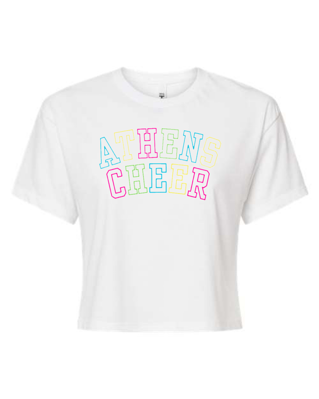 Custom Order Athens Cheer- JV Comp- Nationals Neon white tee