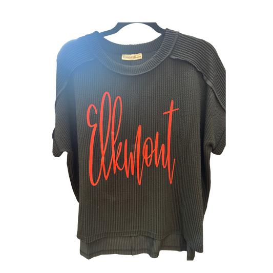 Elkmont Raised Rib Cuff Sleeve Raw Edge Top