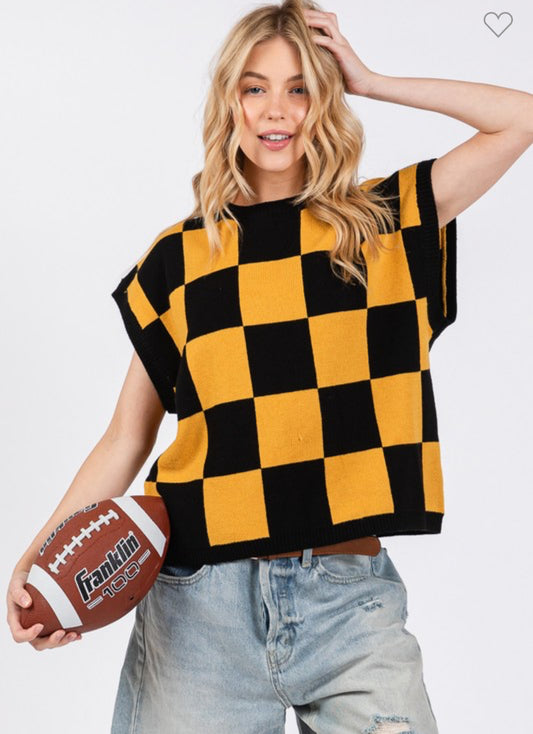 Black and Gold Checkard Sweater