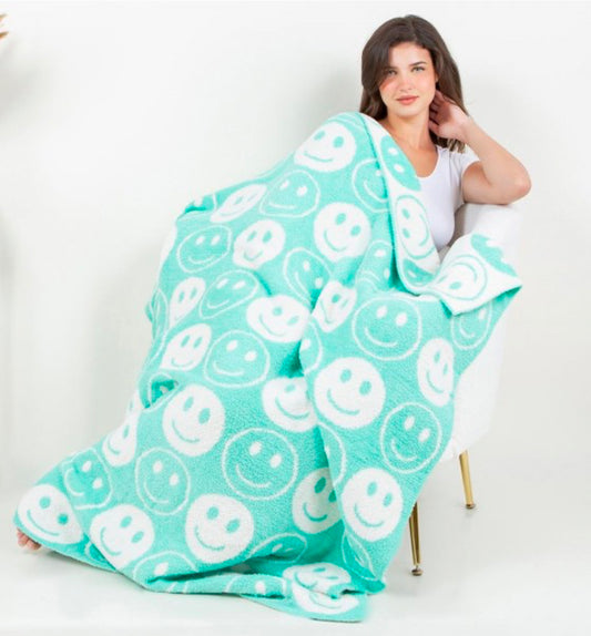 Mint Smiley Blanket