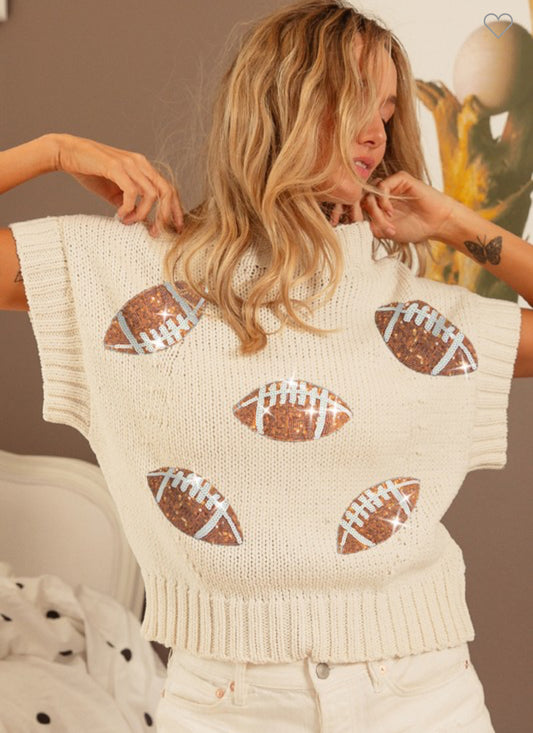 Football Sequin Patch Sweater