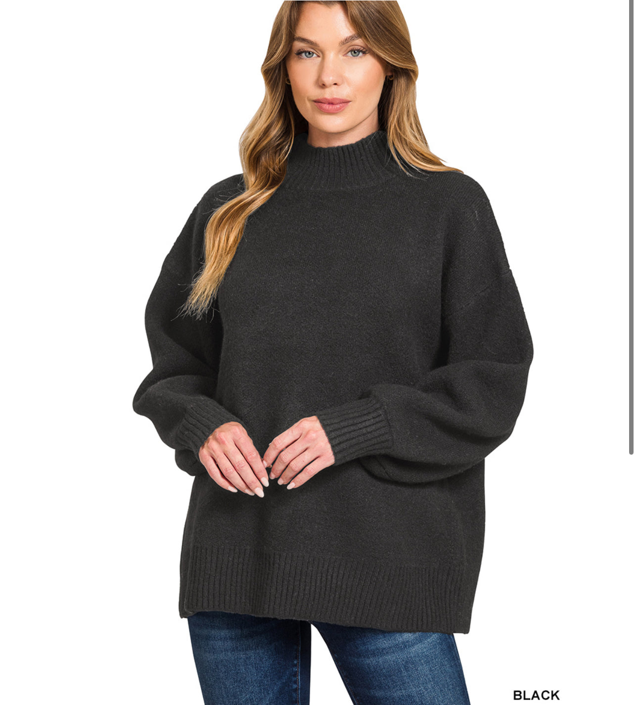 Athens Mock Neck Black sweater