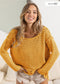Raw Edge Detailed Pointelle High And Low Knit Top in Mustard