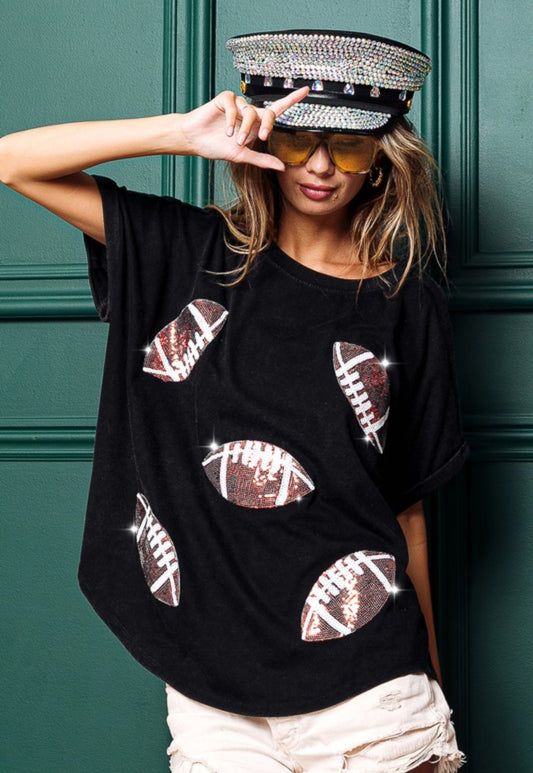 Football Sequin Patch Sweater