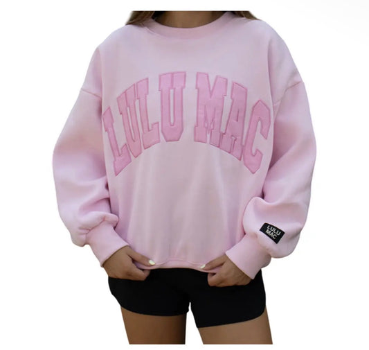 Preorder!!! Lulu Mac Mono pink EmbroideredSweatshirt