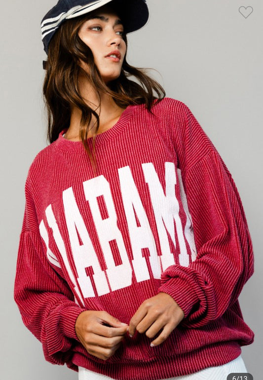 Preorder Alabama corded oversized pullover