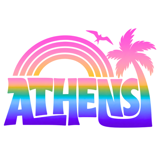 Athens Beachy Pink Rainbow tee