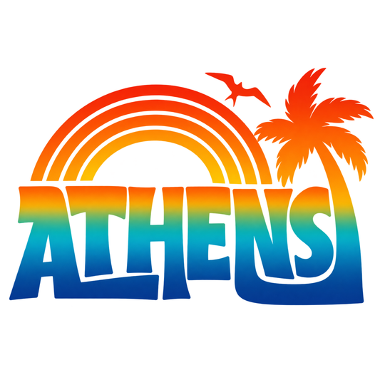 Athens Beachy Red Rainbow tee
